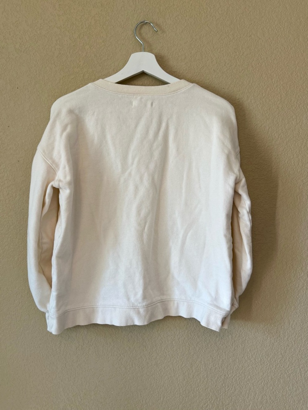 Madewell Lace-Up Henley Crewneck Sweatshirt in Cream - Women Size S - Picture 6 of 9